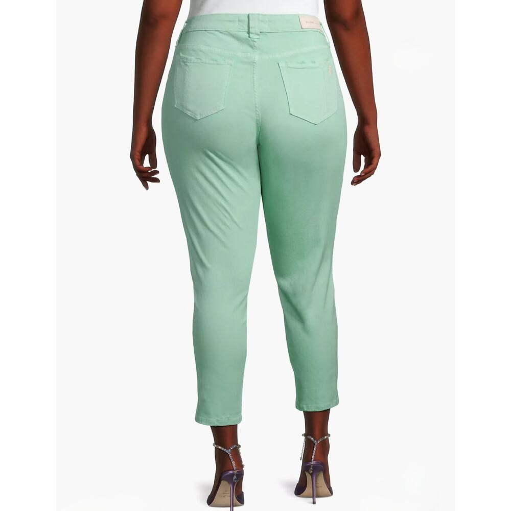 SLINK Jeans Crop Skinny Womens Sz 16 Plus Mint Green Distressed Stretch Ankle - Picture 2 of 15